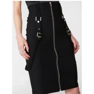 Killstar Force Field Black Bondage Grunge Goth Punk Lace Up Midi Skirt